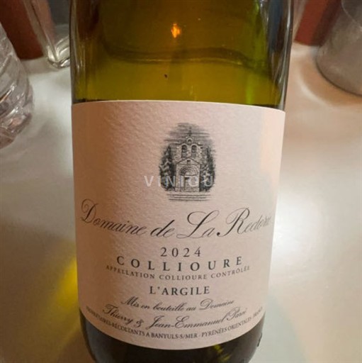 Roussillon Collioure Domaine La Rectorie L'Argile 2024