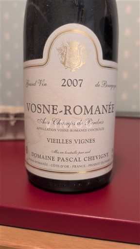 Burgundija Vosne-Romanée Domaine Pascal Chevigny Aux Champs de Perdrix Vieilles Vignes 2007