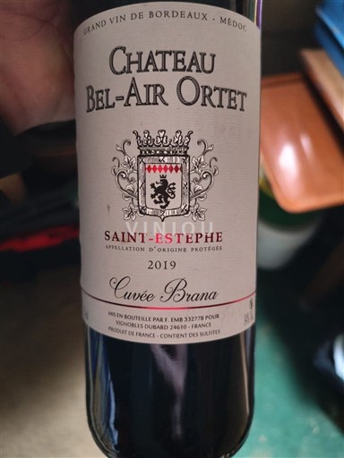 Бордо Сен-Естеф Château Bel-Air Ortet Brana 2019