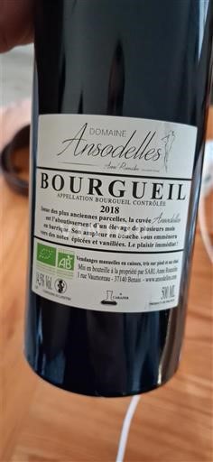 Loiren laakso Bourgueil Domaine Ansodelles 2018