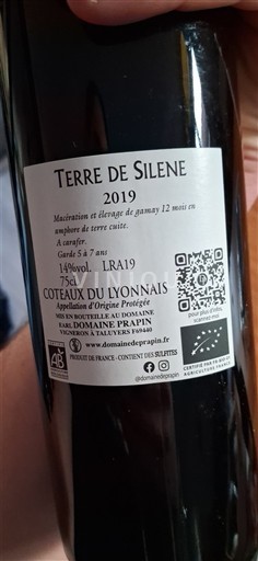 Lyonnais Coteaux du Lyonnais Domaine Pradapin Terre de Silene 2019