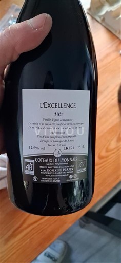 Lyonnais Coteaux du Lyonnais Domaine Pélissier L'Excellence 2021