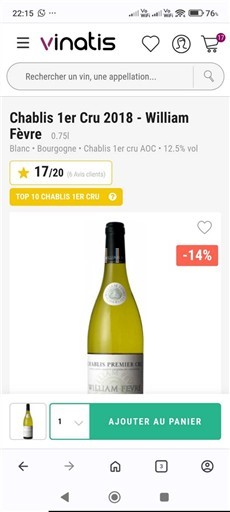 Bourgogne Chablis premier cru Premier Cru William Fèvre 2018