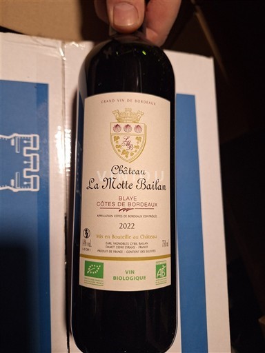 Burdeos Blaye-Côtes de Burdeos Château La Motte Bailan 2022