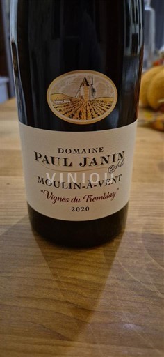 Beaujolais Moulin-à-vent Domaine Paul Janin et Fils Vignes du Tremblay 2020
