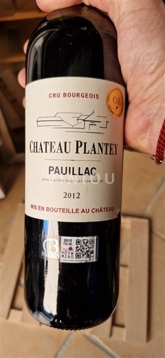 Bordeaux Pauillac Cru Bourgeois Château Plantey 2012