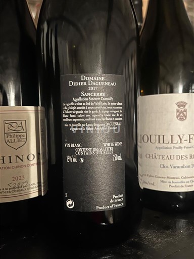 Vallée de la Loire Sancerre Domaine Didier Dagueneau Le mont damné 2017