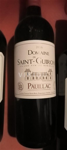Bordeaux Pauillac Domaine Saint-Guiron 2016