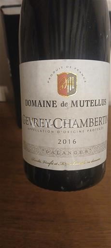Borgoña Gevrey-Chambertin Domaine Mutellus Palanges 2016
