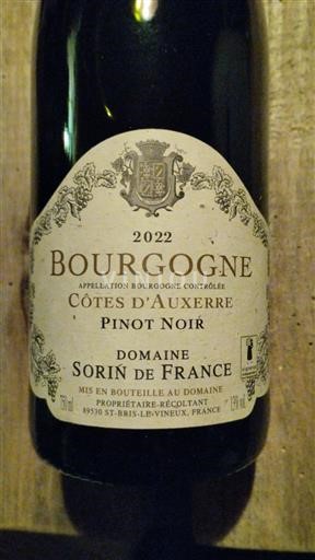 Burgundy Burgundy Côtes d'Auxerre Domaine Sorin de France 2022