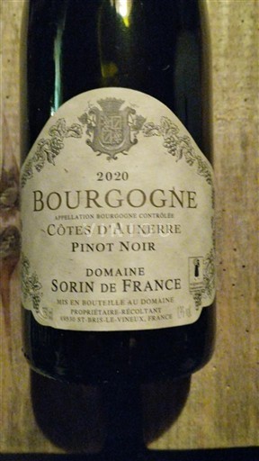 Burgundy Burgundy Côtes d'Auxerre Domaine Sorin de France 2020
