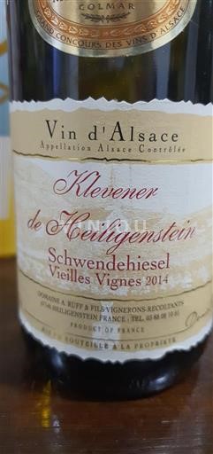 Alsasko Klevener-de-heiligenstein Domaine A. Rieffel & Fils Schwendehiesel Vieilles Vignes 2014