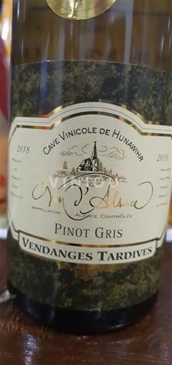 Elsass Vendanges Tardives Cave Vinicole de Hunawihr Pinot Gris Vendanges Tardives 2018