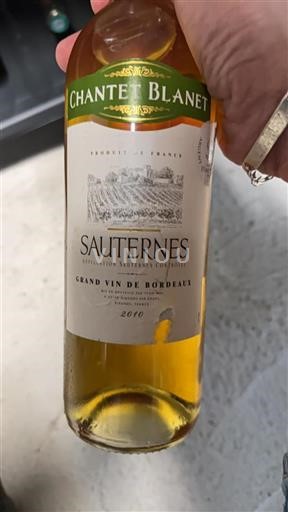 Bordeaux Sauternes Chantet Blanet 2010