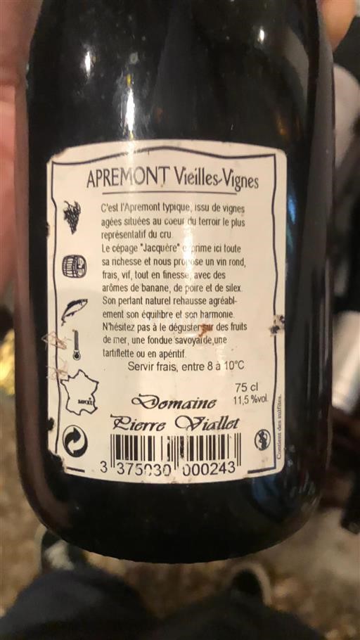 Savoia e Bugey Apremont Domaine Pierre Viallet Apremont Vieilles-Vignes 2009