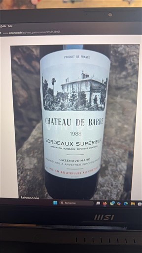Bordeaux Bordeaux Supérieur Château Barre 1988