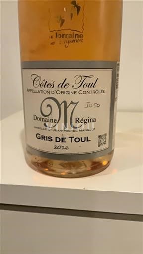 Lorraine Côtes-de-toul Domaine Régina Gris de Toul 2016