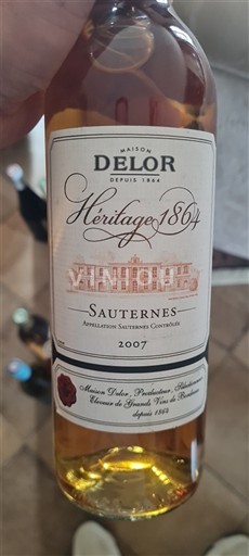 Bordeaux Sauternes Maison Delor Héritage 1864 2007