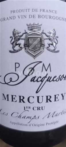 Burgundsko Mercurey Premier Cru Jacqueson Les Champs Martin 2022