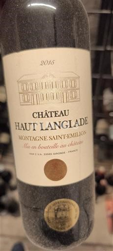Bordeaux Montagne-saint-émilion Château Haut Langlade 2015