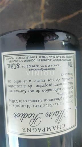 Champaña Champán Alain Rodez Sin añada