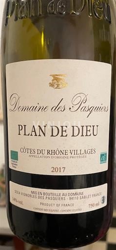 Rhônetal Côtes-du-Rhône-Dörfer Domaine S Pasquiers PLAN de DIEU 2017