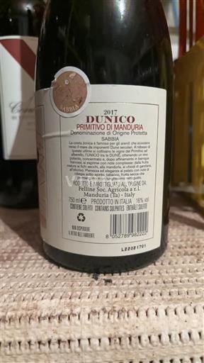 Apulien Primitivo di Manduria Felline Dunico 2017
