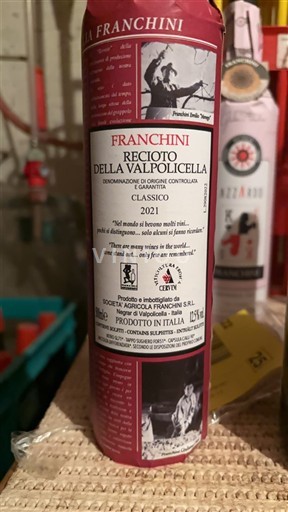 Wines of Veneto Recioto della Valpolicella. Franchini Classico 2021