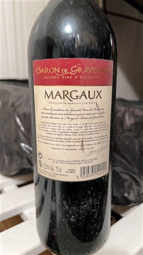 Bordeaux Margaux Baron de Gravet Neleten.