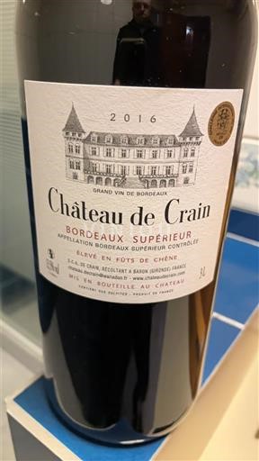 Bordeaux Bordeaux Supérieur Château Crain 2016