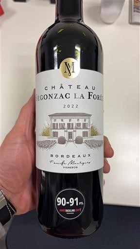 Vin Rouge sec Château Segonzac La Forêt 2022 France Bordeaux AOC