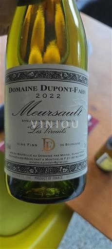 Borgogna Meursault Domaine Pont-Fahn Les Vireuils 2022