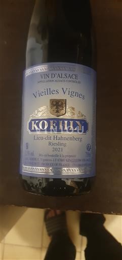 Alsace Koehly Vieilles Vignes Lieu-dit Hahnenberg 2021