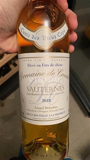Vin Blanc liquoreux Cuvée des Vieux Ceps Domaine Coutet 2018 France Bordeaux Sauternes AOC
