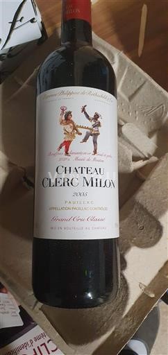 Bordeaux Pauillac Grand Cru Classé Château Clerc Milon 2015