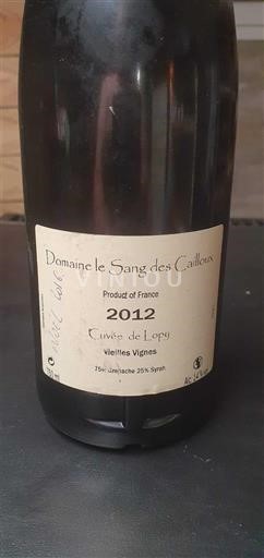 Rhônedalen Vacqueyras Domaine Le Sang des Cailloux de Lopy 2012