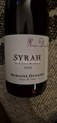 Wines Rouge sec Rive Droite Domaine Rand 2021 France Alps and Rhone Valley Rhône Hills IGP