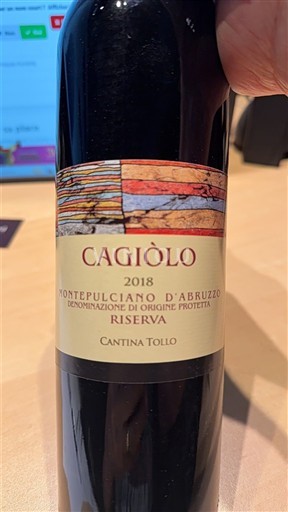 Abruzzen Montepulciano d'Abruzzo Cantina Tollo Cagiòlo 2018