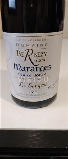 Bourgogne Maranges Domaine Berbezy Roland Le Saugeot 2022