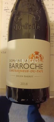 Rhône-dalen Châteauneuf-du-Pape Domaine La Barroche Julien Barrot 2018