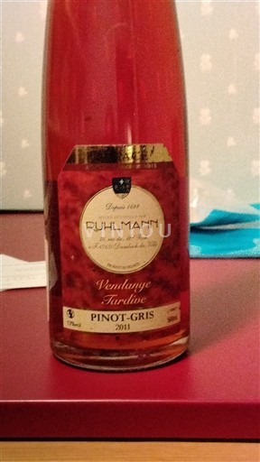 Alsace Pinot grigio Vendanges Tardives Ruhlmann Vendange Tardive 2011