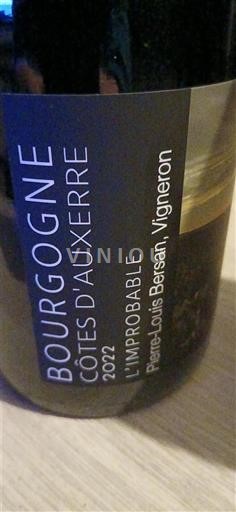 Bourgondië Bourgogne Côtes d'Auxerre Pierre-Louis Bersan L'Improbable 2022