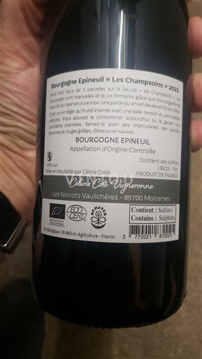 Bourgogne Bourgogne Epineuil Céline Coté Les Champsoins 2022