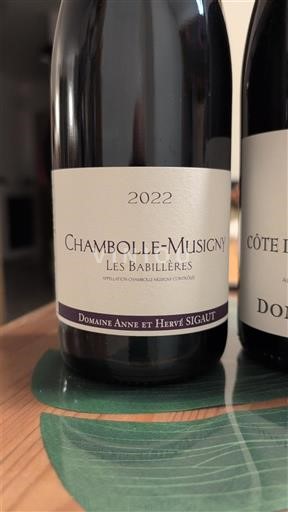 Bourgogne Chambolle-Musigny Domaine Anne et Hervé Sigaut Les Babillères 2022