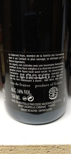 Wines Rouge sec Cosse Maisonneuve 2019 France South West Vin de France