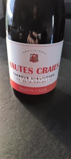 Vini Rouge sec Hautes Craies Terroir d'Altitude Maison Chape 2024 Francia Valle della Loira Vin de France
