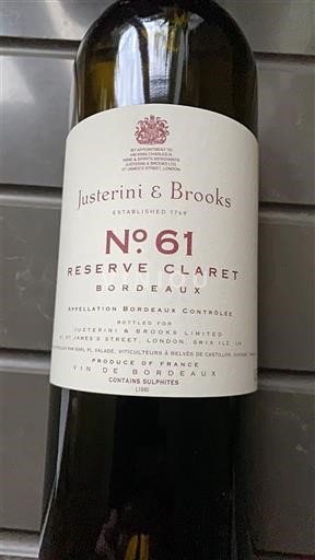 Burdeos Bordeaux Justerini & Brooks N°61 Reserve Claret Sin añada