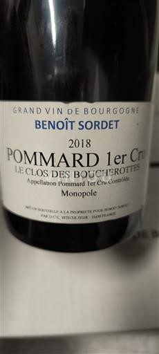 Burgundi Määrittelemätön Premier Cru Benoît Sordet Le Clos des Boucherottes Monopole 2018