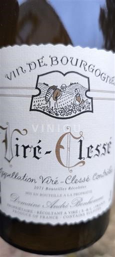 Vin Blanc sec Les Prêtres de Quintaine Domaine André Bonhomme 2023 France Bourgogne Viré-clessé AOC