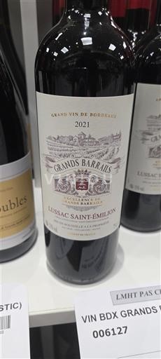 Bordéus Lussac-Saint-Émilion Grands Barrails 2021